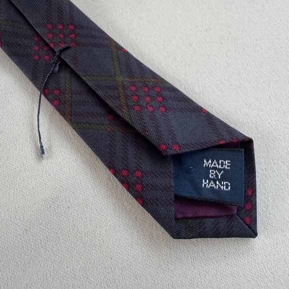 Polo Ralph Lauren Silk Tie Mens Burgundy Navy Plaid Equestrian Jockey Horse USA - Picture 6 of 9